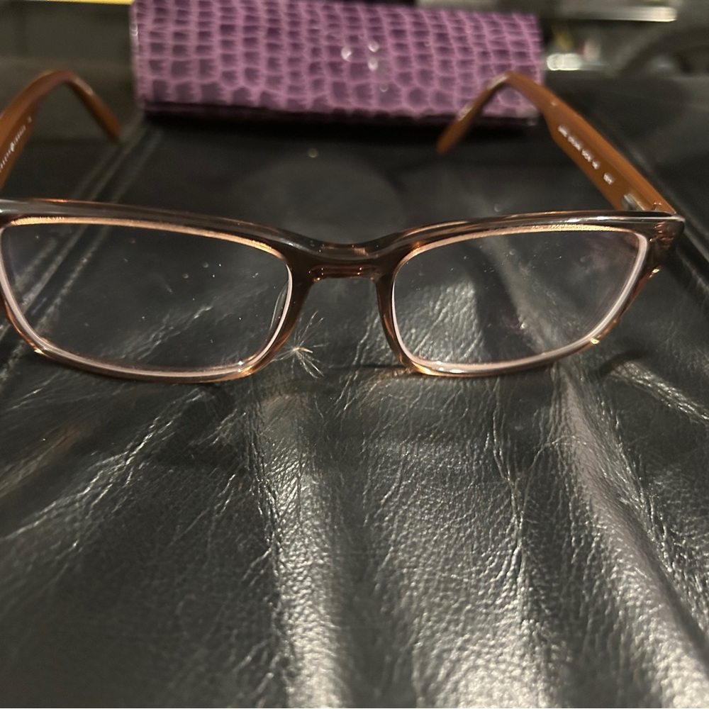 Brown Rectangular Eyeglasses Frame And Hard Case … - image 7